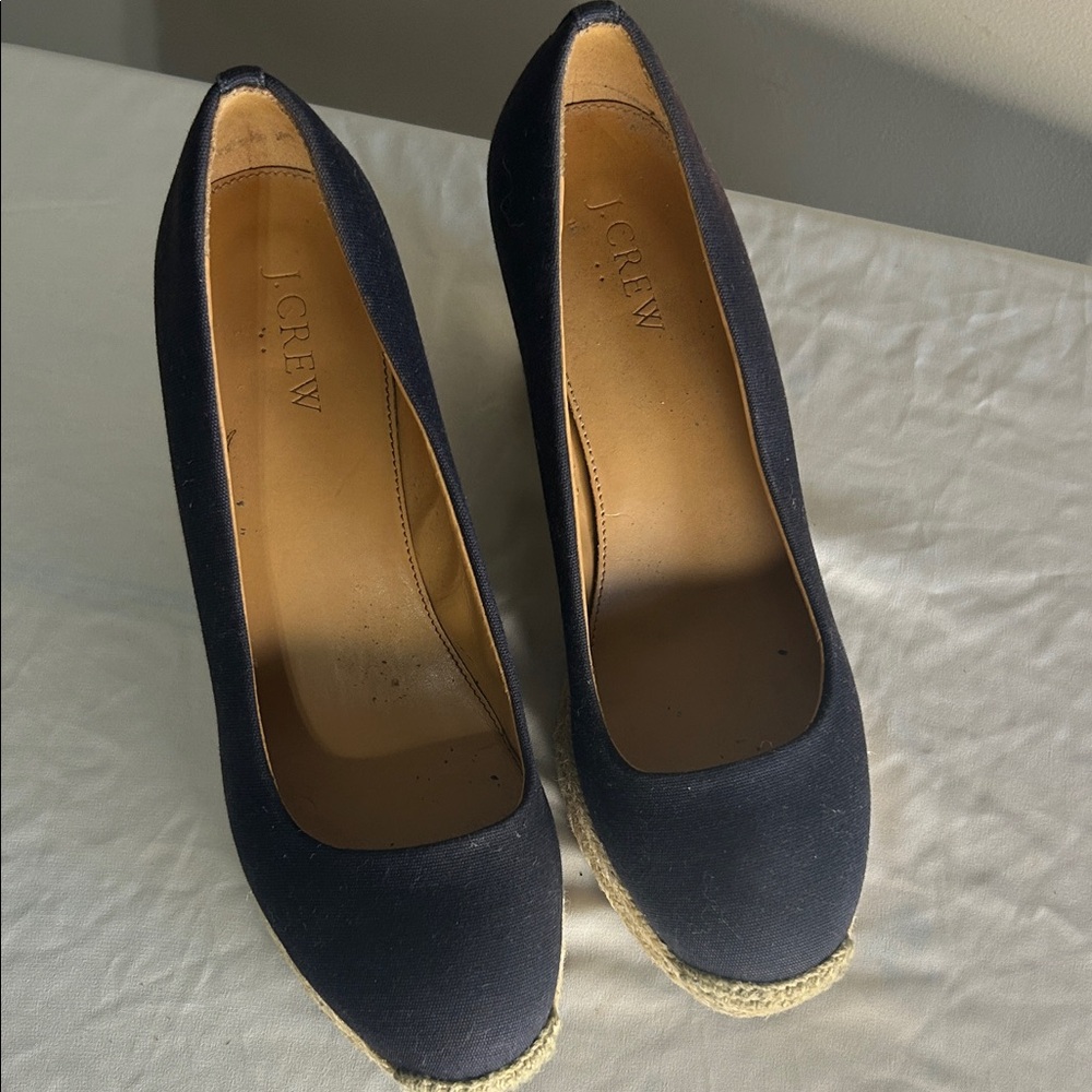 J. Crew Black Espadrille Wedges